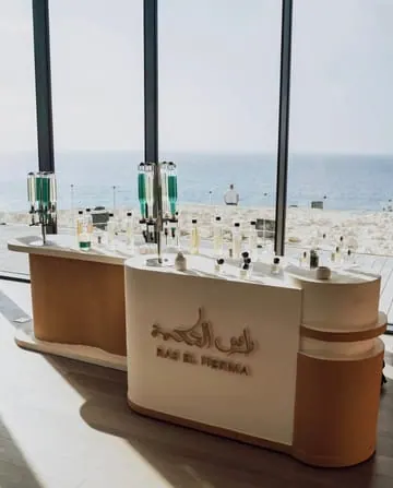 Our perfume bar at Ras El Hekma, by the sea
