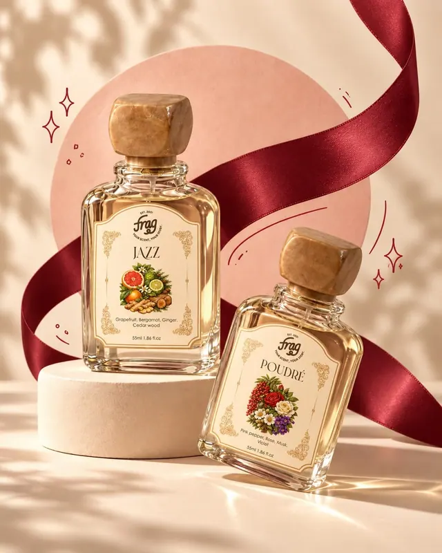 Jazz and Poudré with a red ribbon